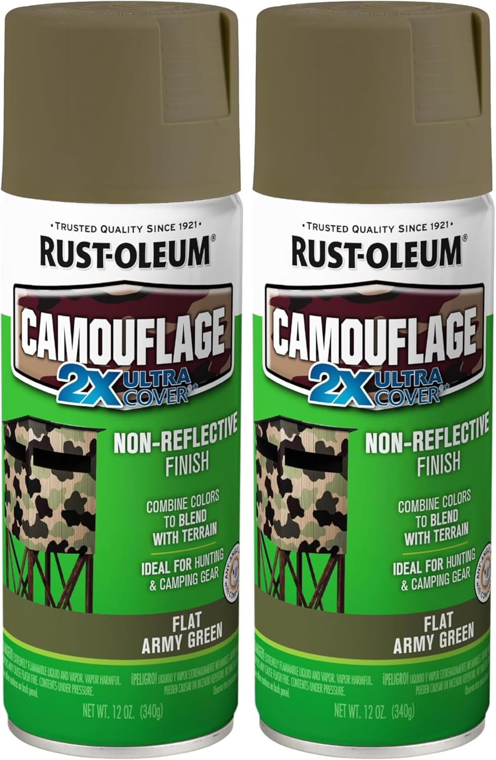 279176-6PK Camouflage 2X Ultra Cover Spray Paint, Army Green, 12 Ounce (Pack of