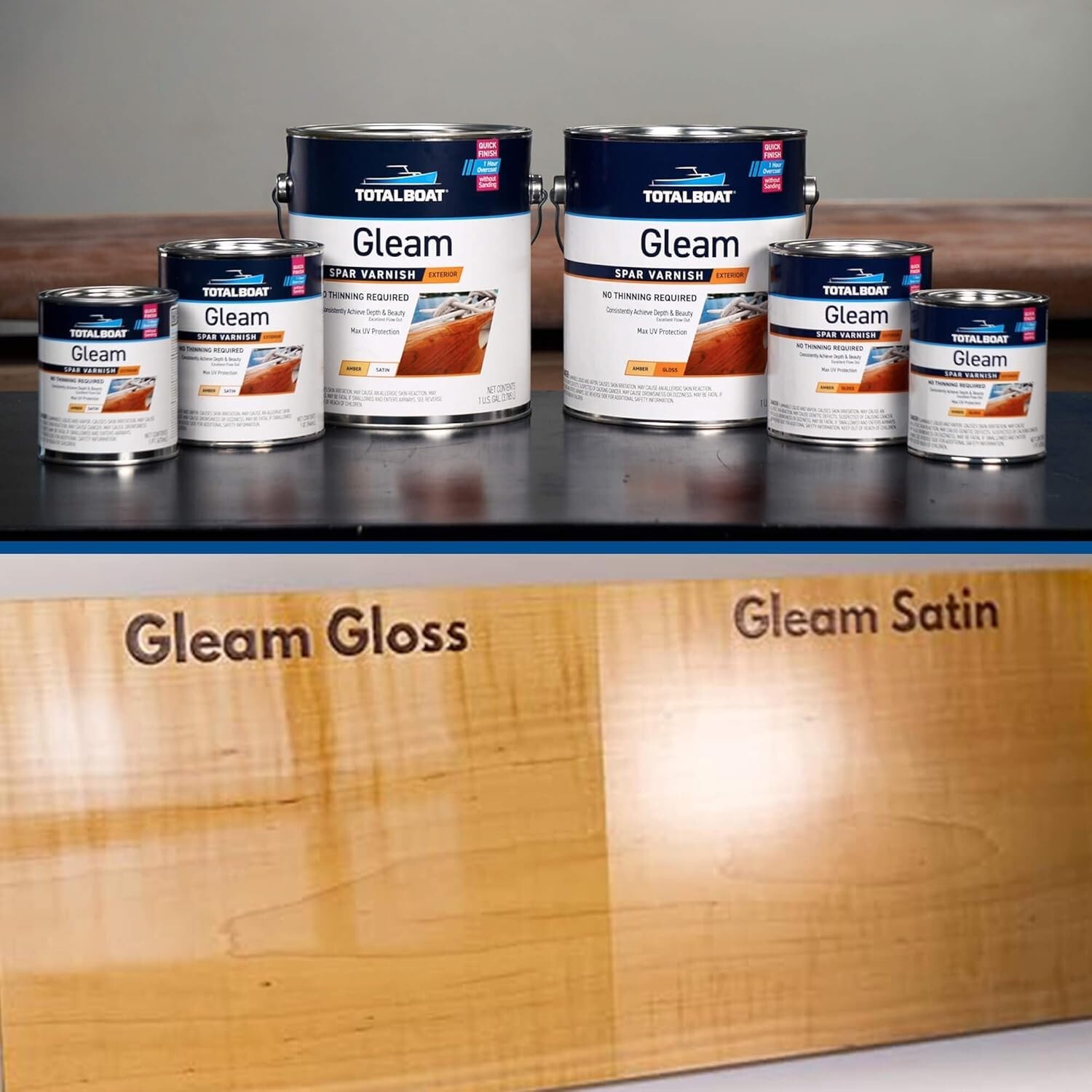 Gleam Low-Sheen Marine Varnish – Quick Drying Satin Finish for Wood & Furniture