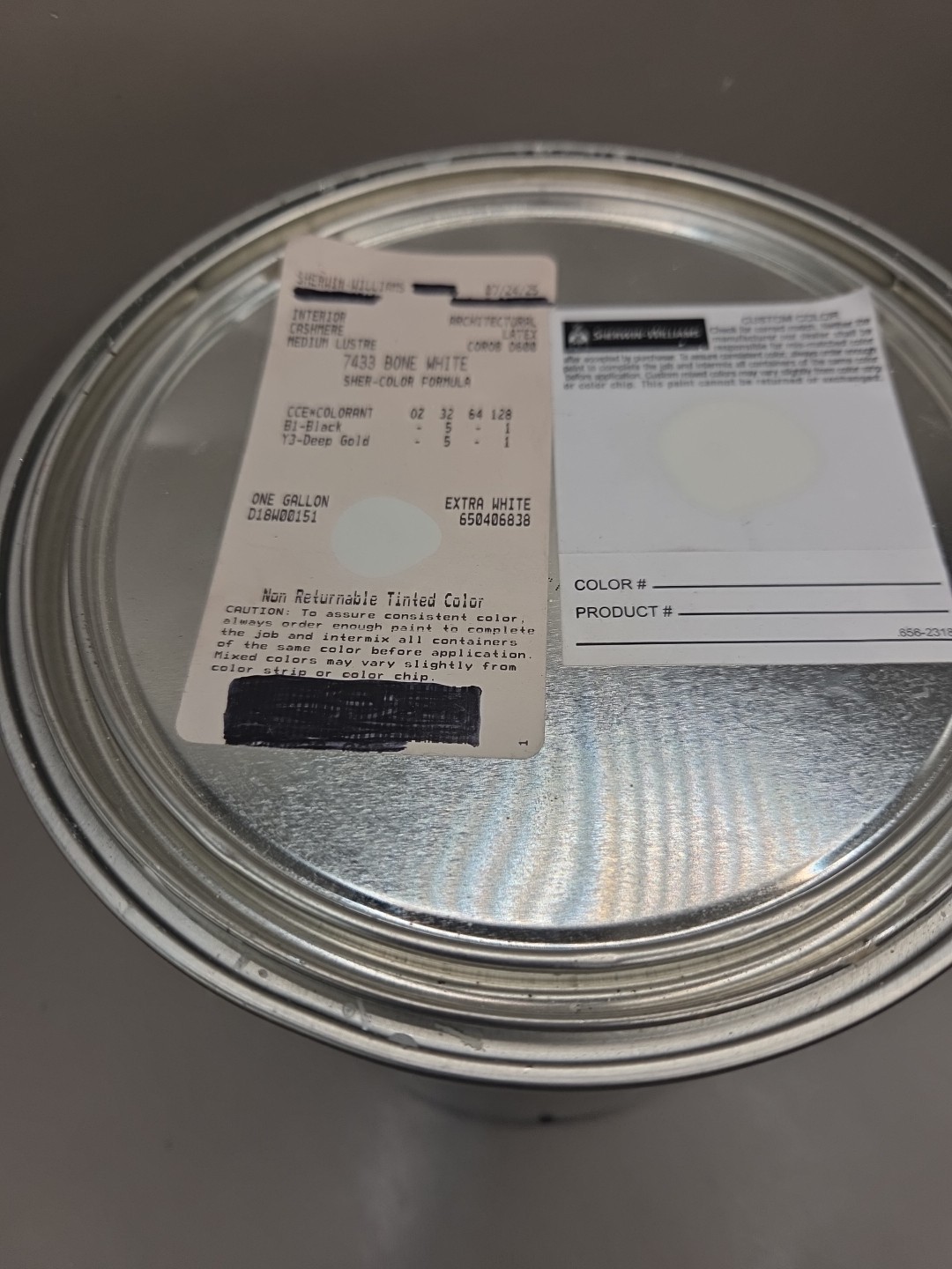 1 Gallon Sherwin Williams Cashmere Interior Medium Lustre Color 7433 Bone White