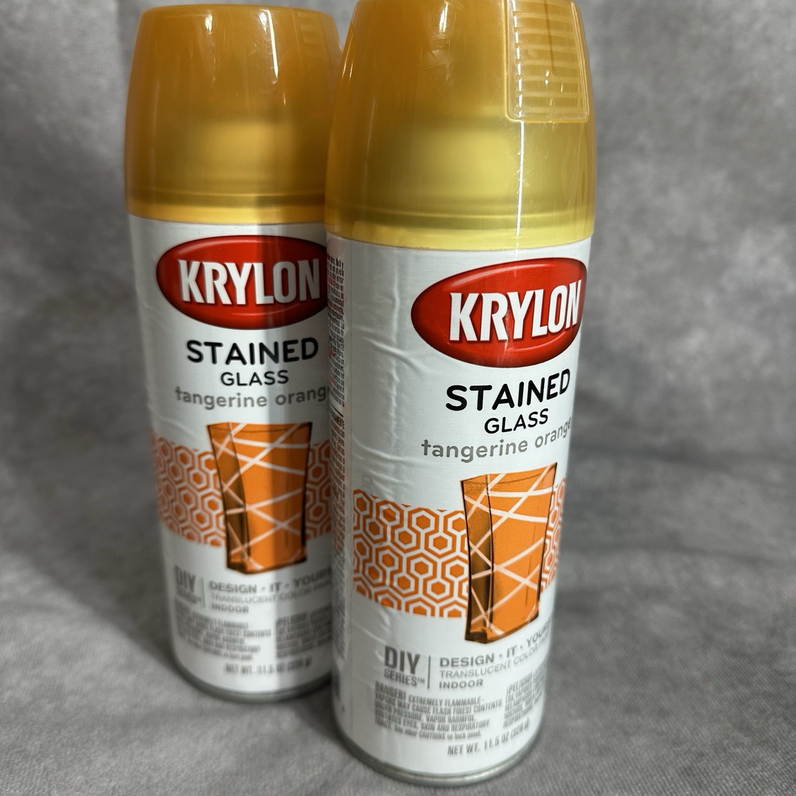 2 Krylon K09034000 Stained Glass Aerosol Paint 11.5 Ounces Tangerine Orange NEW
