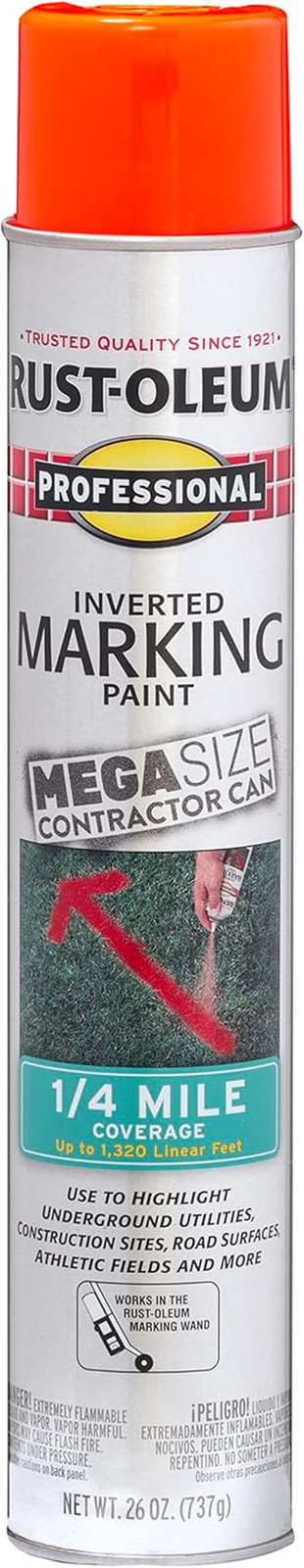 266590-6PK Professional 2X Distance Inverted Marking Spray Paint, 15 Oz, Fluores
