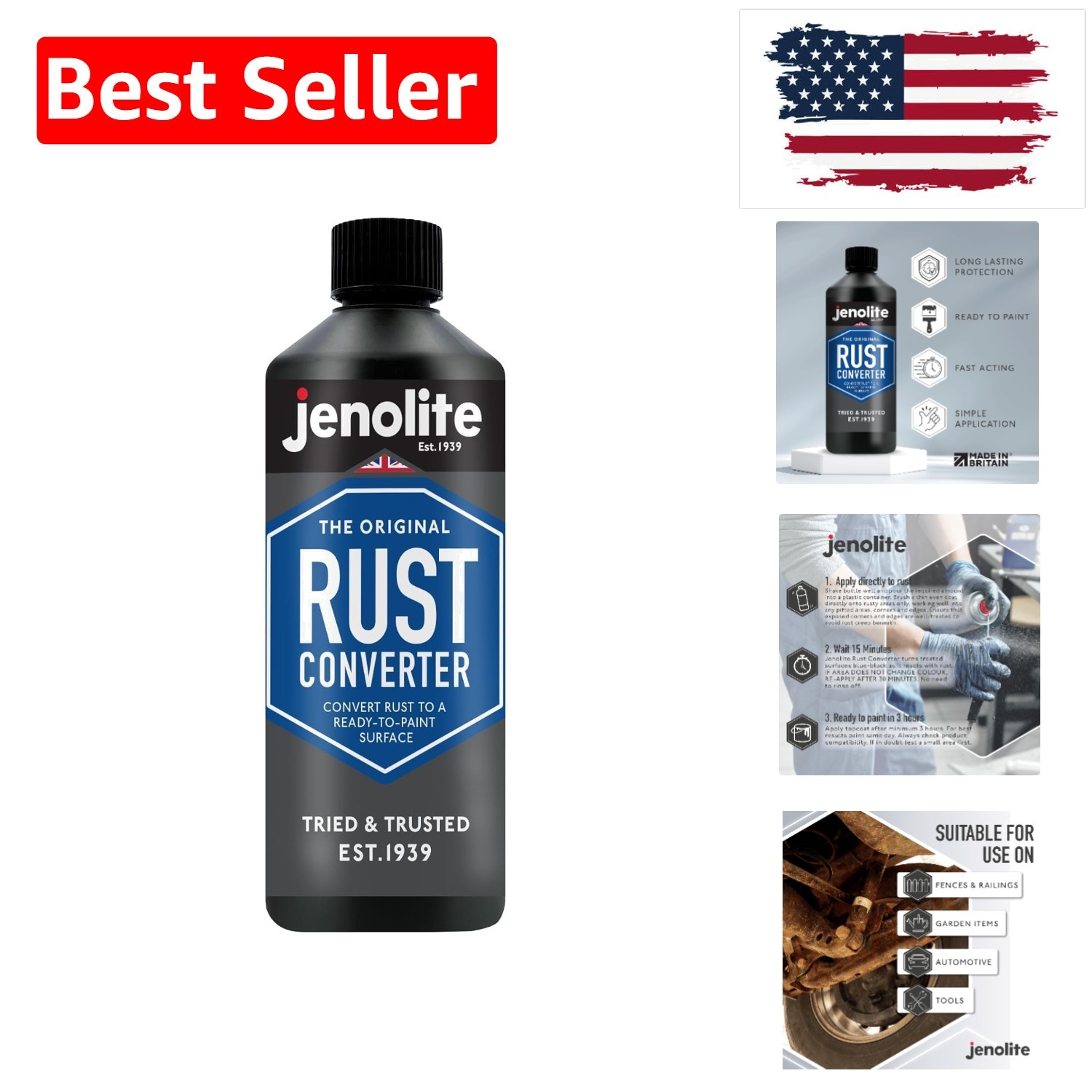 Rust Converter for Metal 500 ml 16.9 fl oz All In One Fast‑Acting Water‑Based…