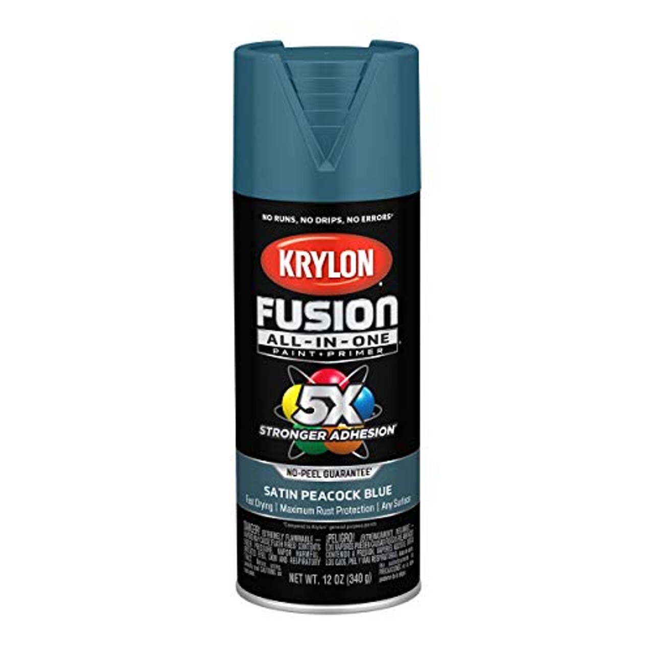 6 PACK KRYLON FUSION ALL-IN-ONE PAINT+PRIMER SATIN PEACOCK BLUE 2792 SPRAY PAINT