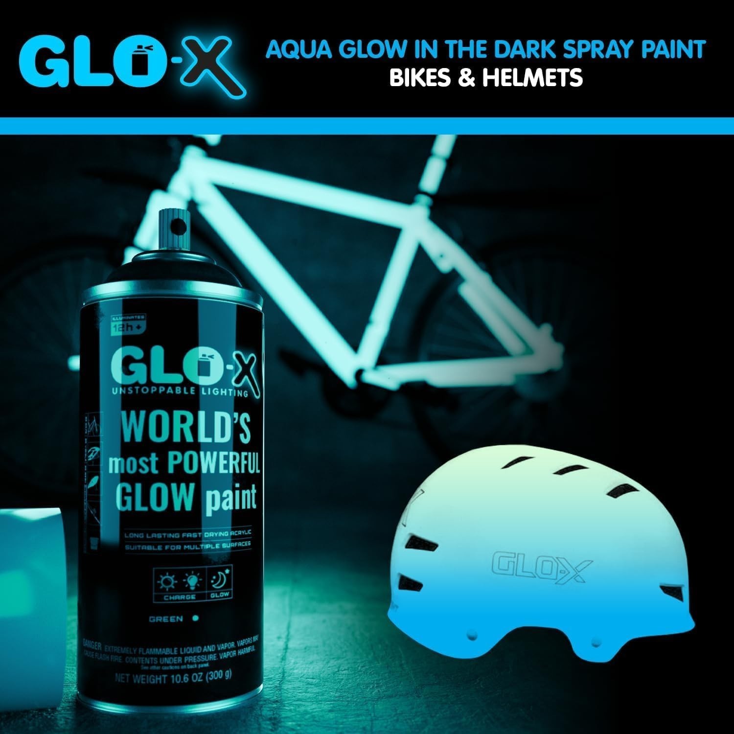 Blue Glow In The Dark Spray Paint 10.6 oz Acrylic for Indoor/Outdoor Use