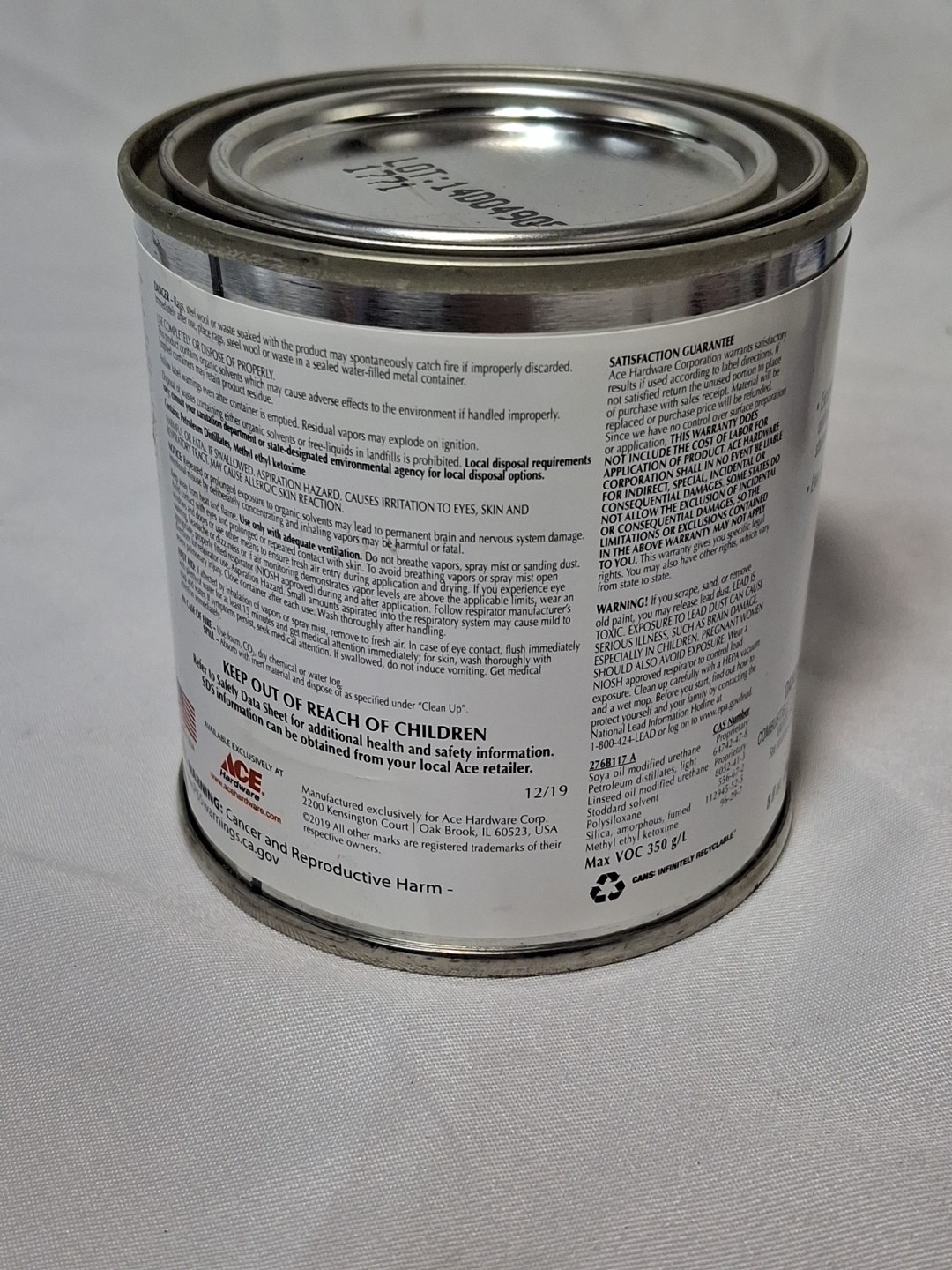 Ace Semi-Gloss Clear Solvent-Based Polyurethane Wood Finish 8oz