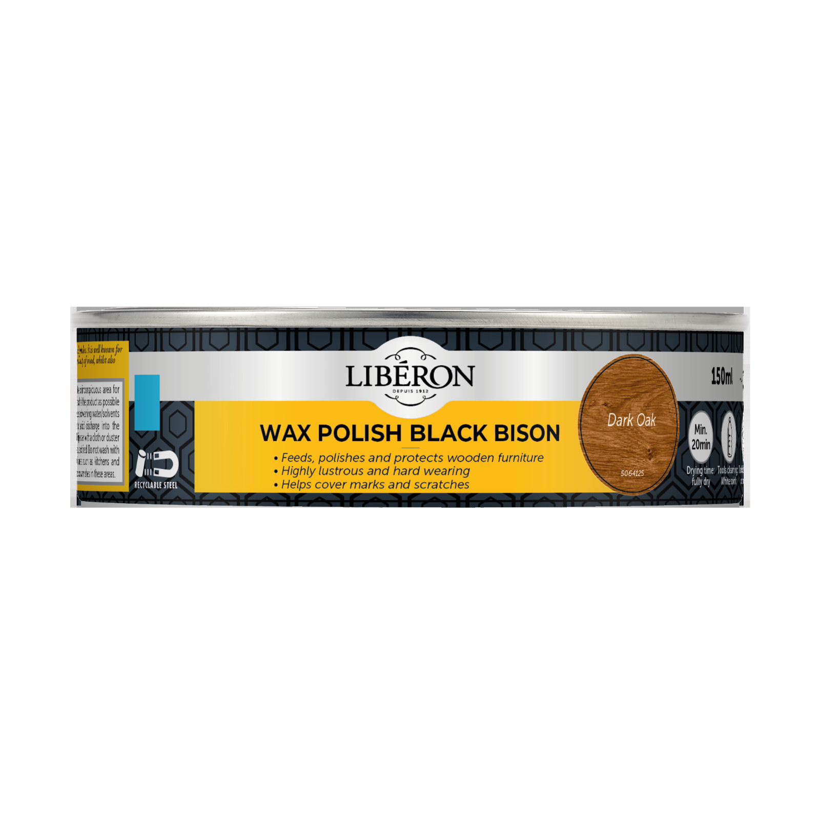 Liberon Wax Polish Black Bison Dark Oak 150ml – Rich Finish for Interior Wood