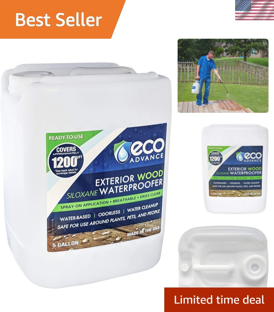 Commercial-Grade Odorless Wood & Concrete Waterproofer – 5 Gallon Spray Solution