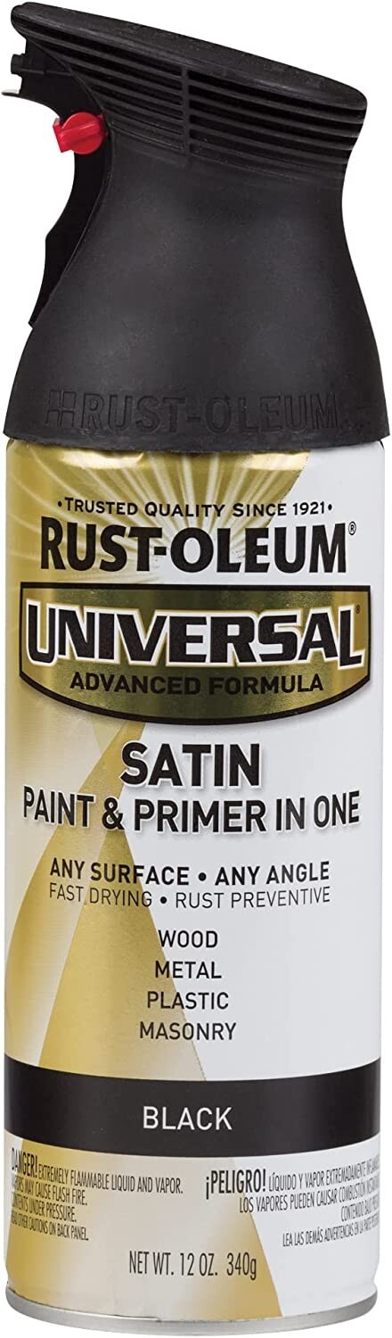 Rust-Oleum 245197 Universal All Surface Spray Paint, 12 oz, Satin Black, 6 Pack