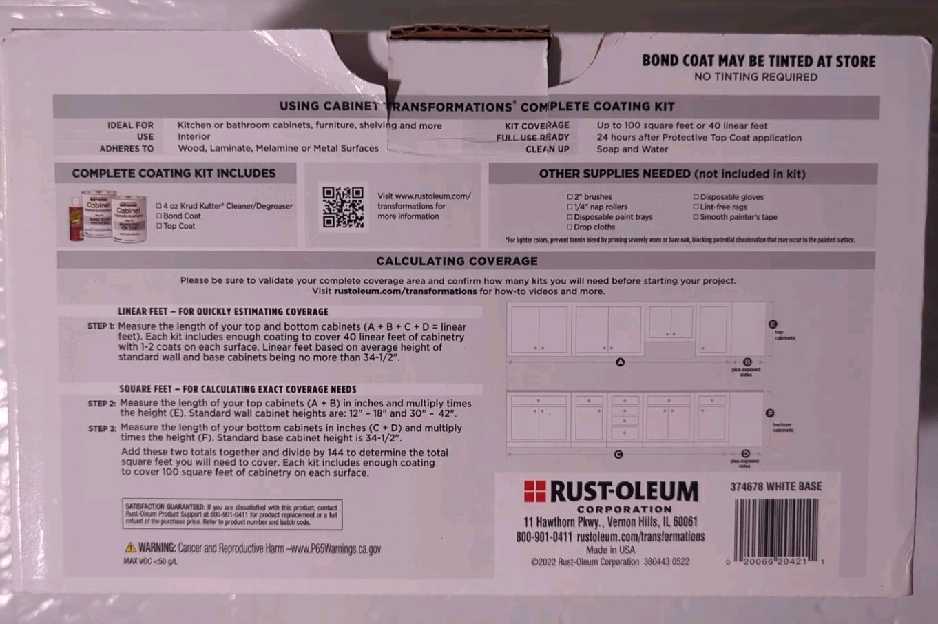 Rust-Oleum Cabinet Transformations Satin White Tint Base Cabinet Refinishing