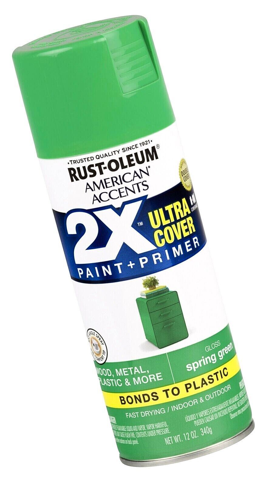 Rust-Oleum American Accents Ultra Cover 2X GLOSS Spray Paint, SPRING GREEN 12 Oz
