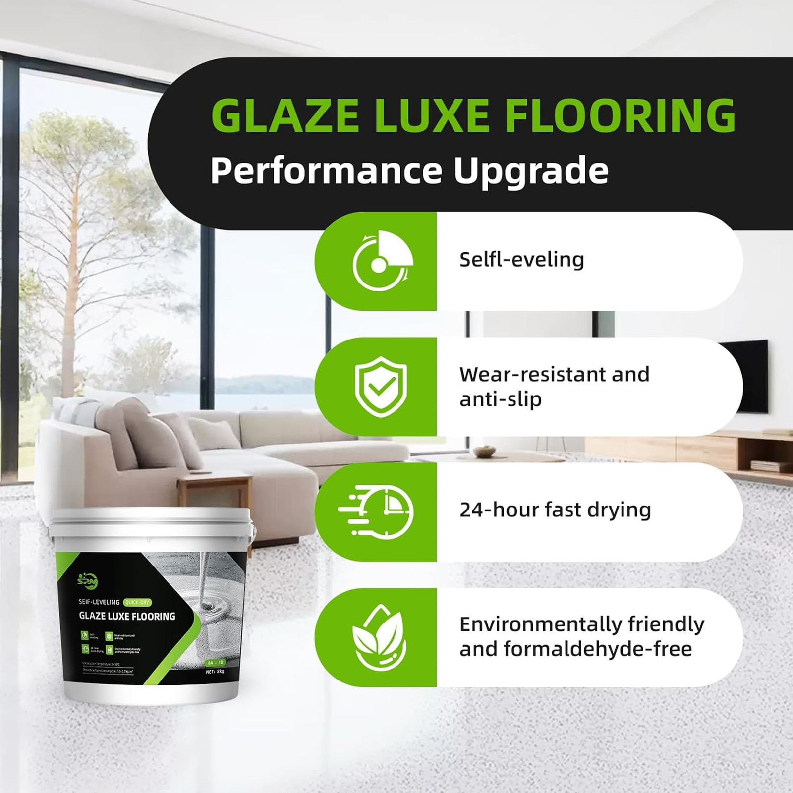 Epoxy Floor Paint High Gloss Marble Effect Quick Dry Wear Resistant Anti Slip