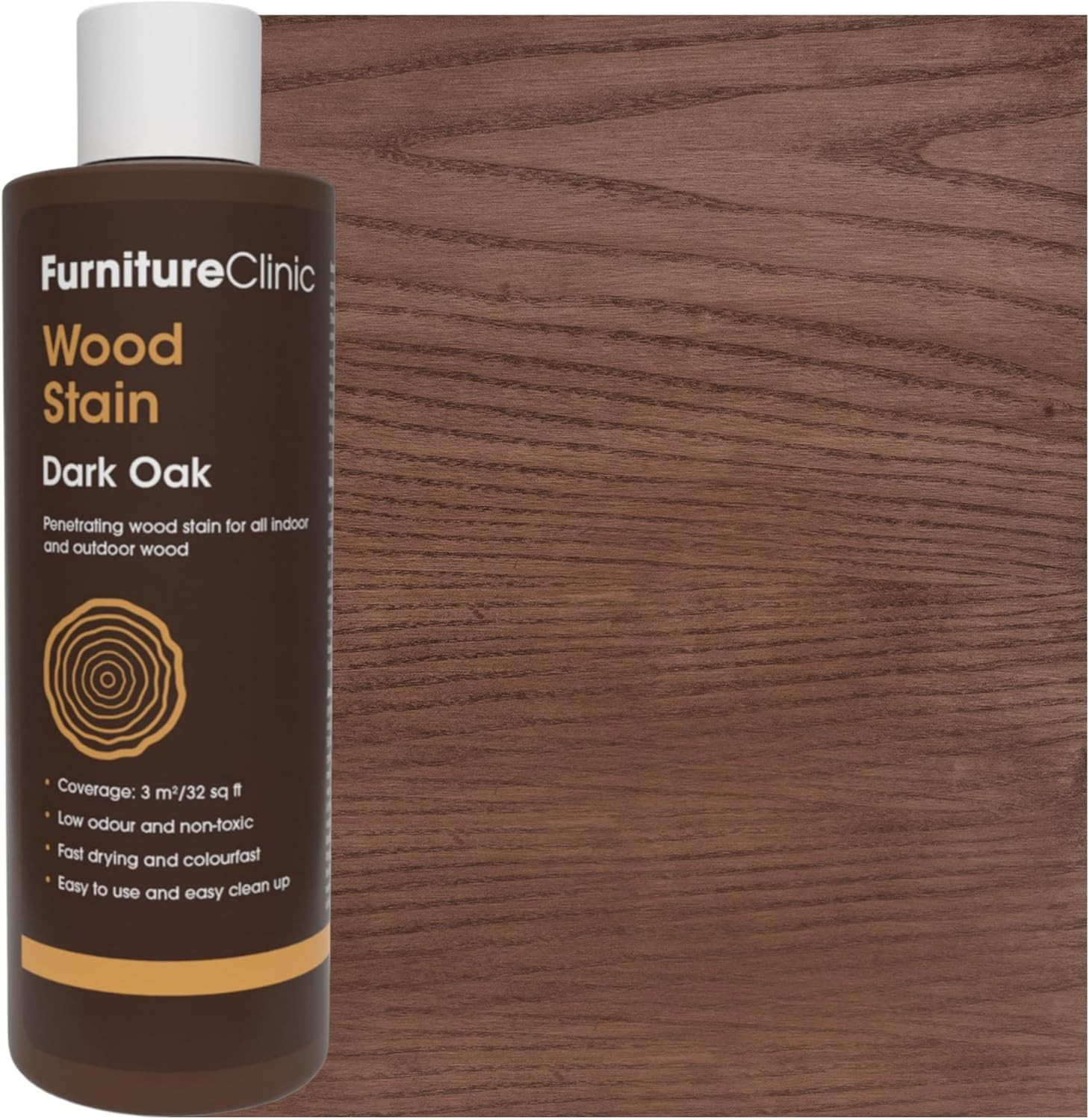 Dark Oak Wood Stain 250Ml Water Based Fast Drying Low Odor Indoor Outdoor