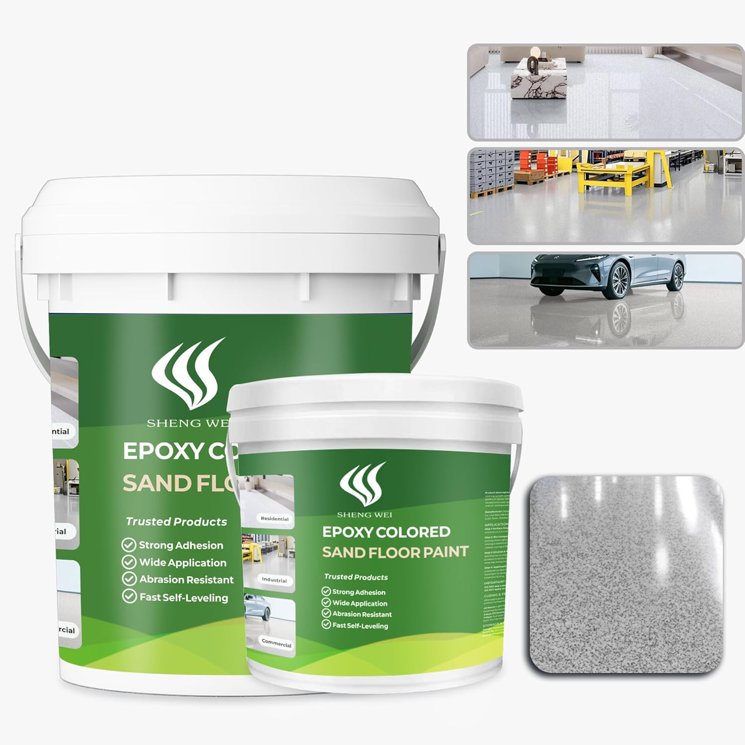 Epoxy Colored Sand Floor Paint Package-3 Gallons, Gray，Marble Texture Complete S