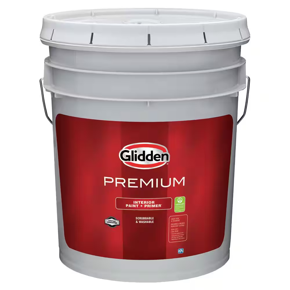 Glidden Premium 5 gal Pure White Base 1 Eggshell Interior Primer Paint Latex