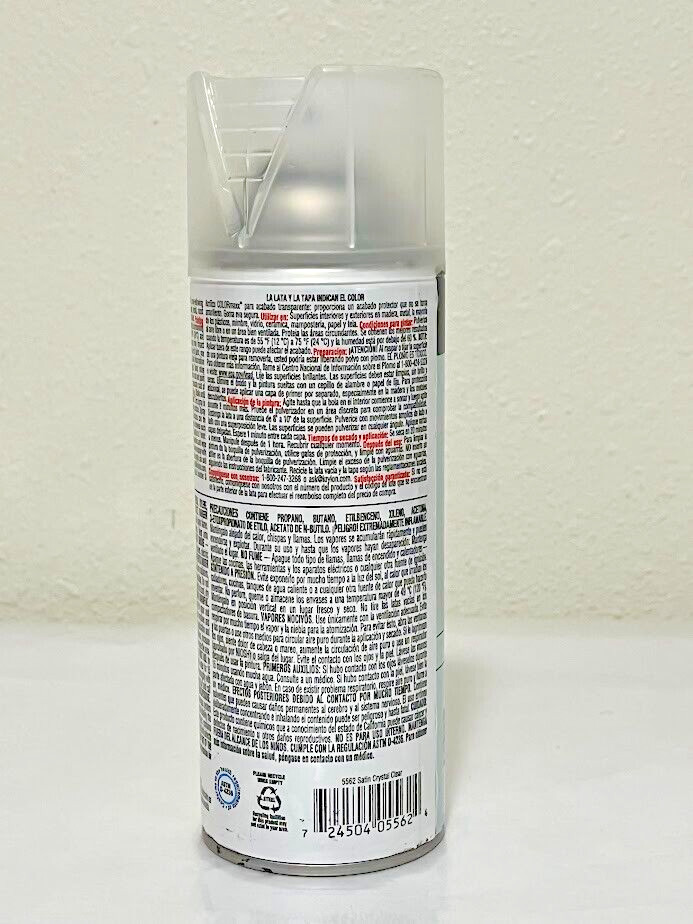 6 Krylon Colormaxx Satin Crystal Clear Finish Spray Paint 11oz Sealed Case