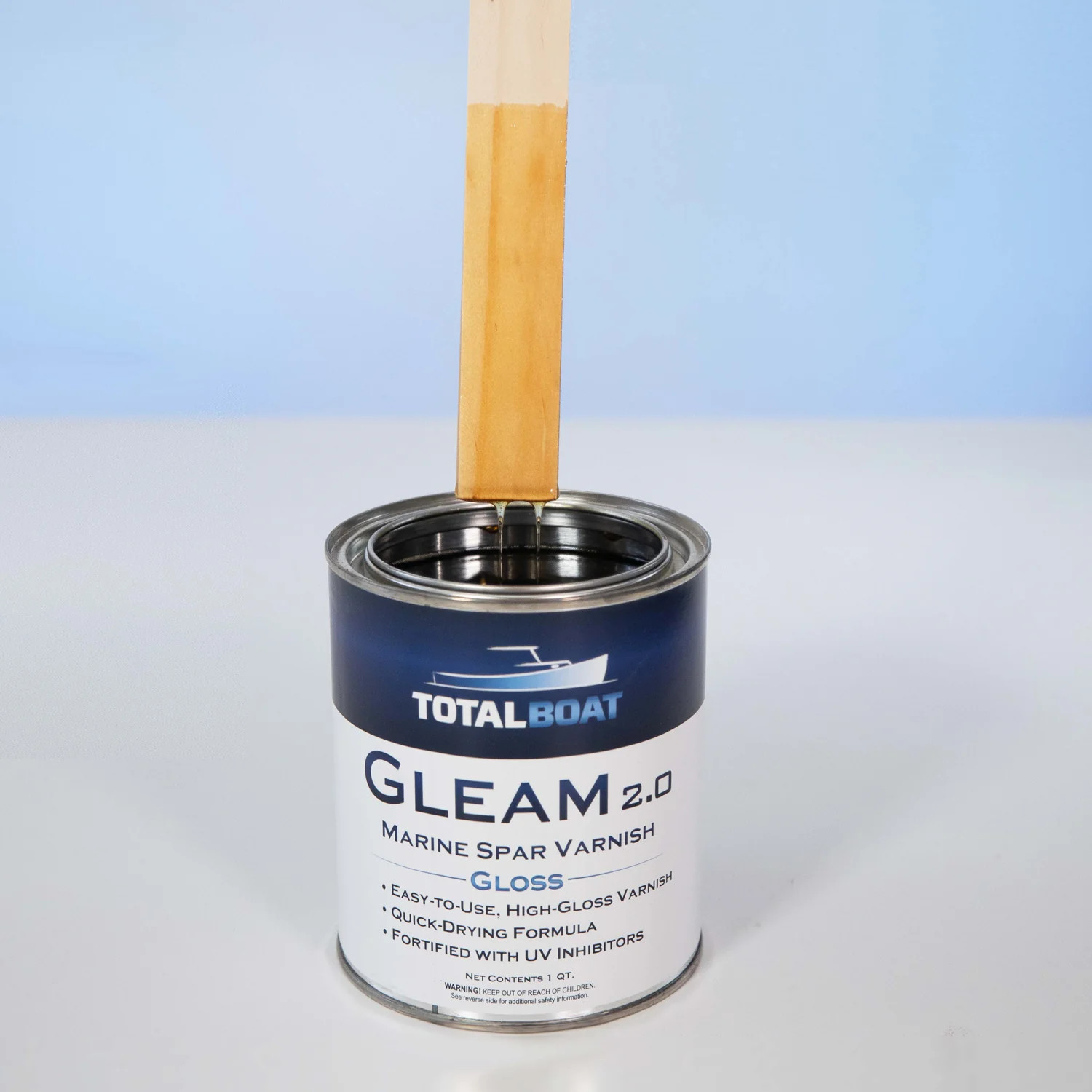 TotalBoat Gleam Marine Spar Varnish 2-Quart Kit Amber Gloss UV Protection
