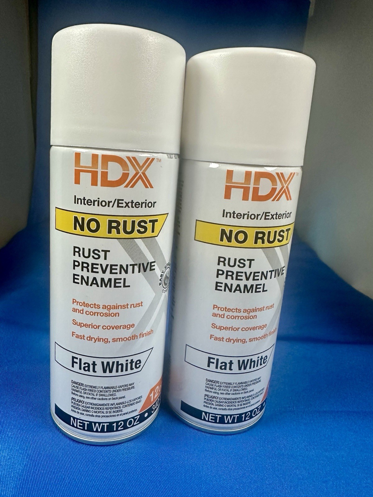 2 Pack HDX No Rust Flat White Spray Paint 12 oz Rust Preventive Enamel New