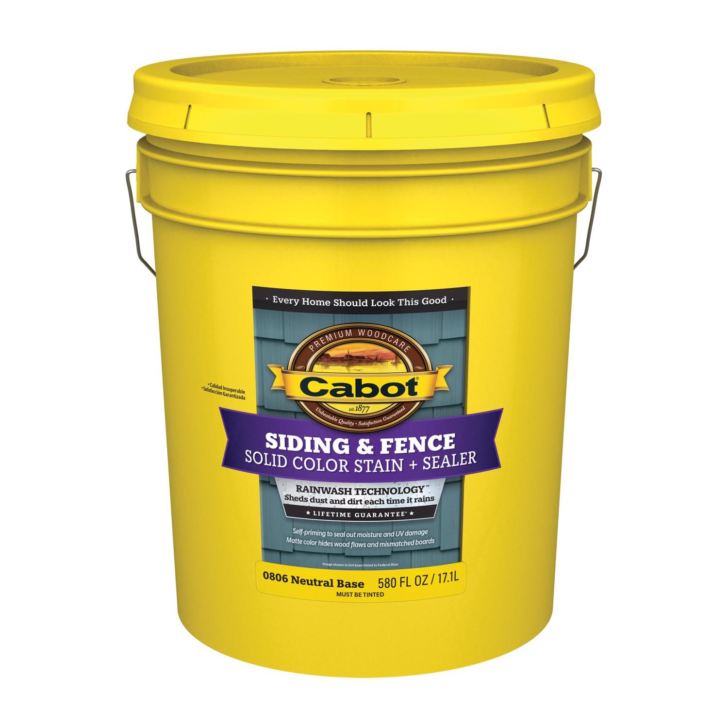 Cabot Solid Tintable Neutral Base Water-Based Acrylic Siding Stain 5 gal