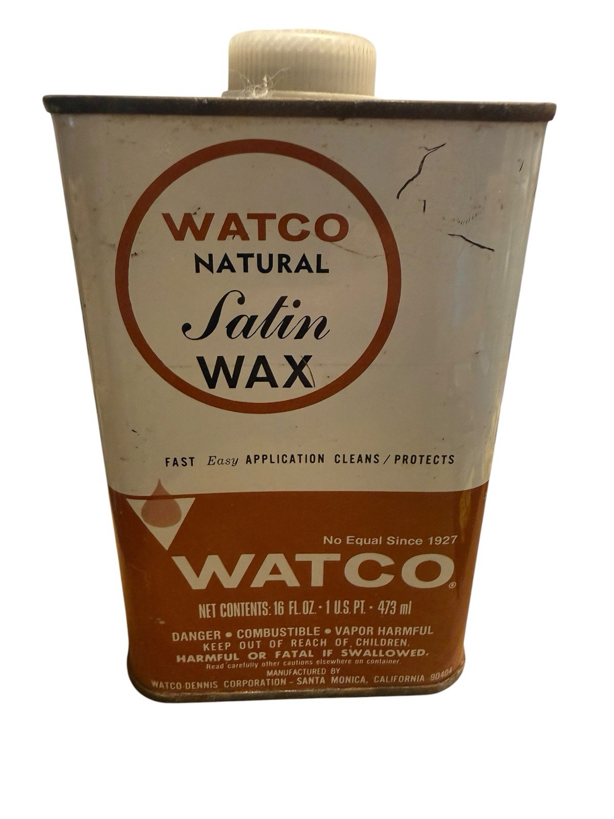 VNTG WATCO SATIN WAX NATURAL QUART Clean Polishes Protects 16 Oz Made In USA