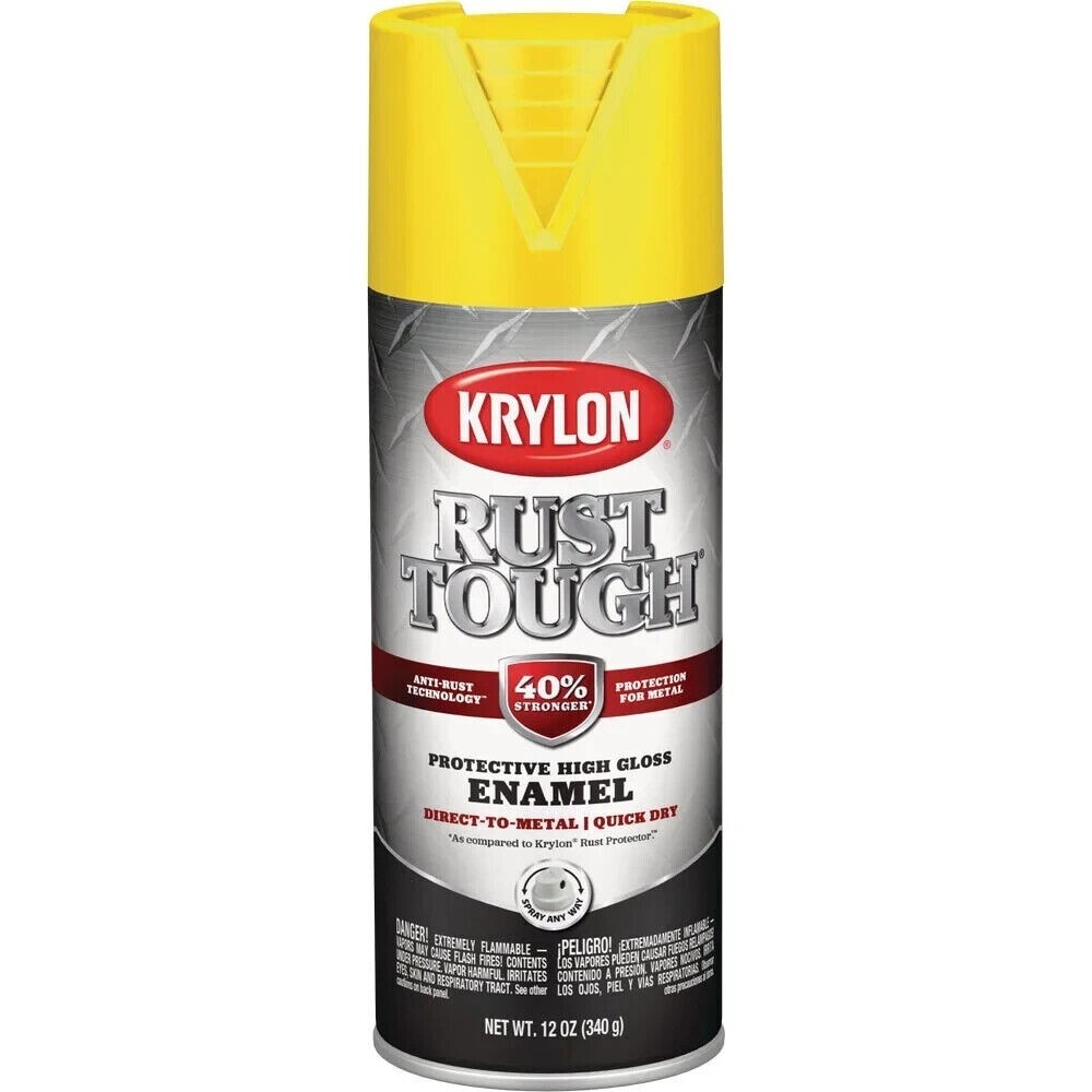 NEW 6 PK KRYLON RUST TOUGH GLOSS SUN YELLOW/SAFETY YELLOW RTA9211 FREE SHIPPING