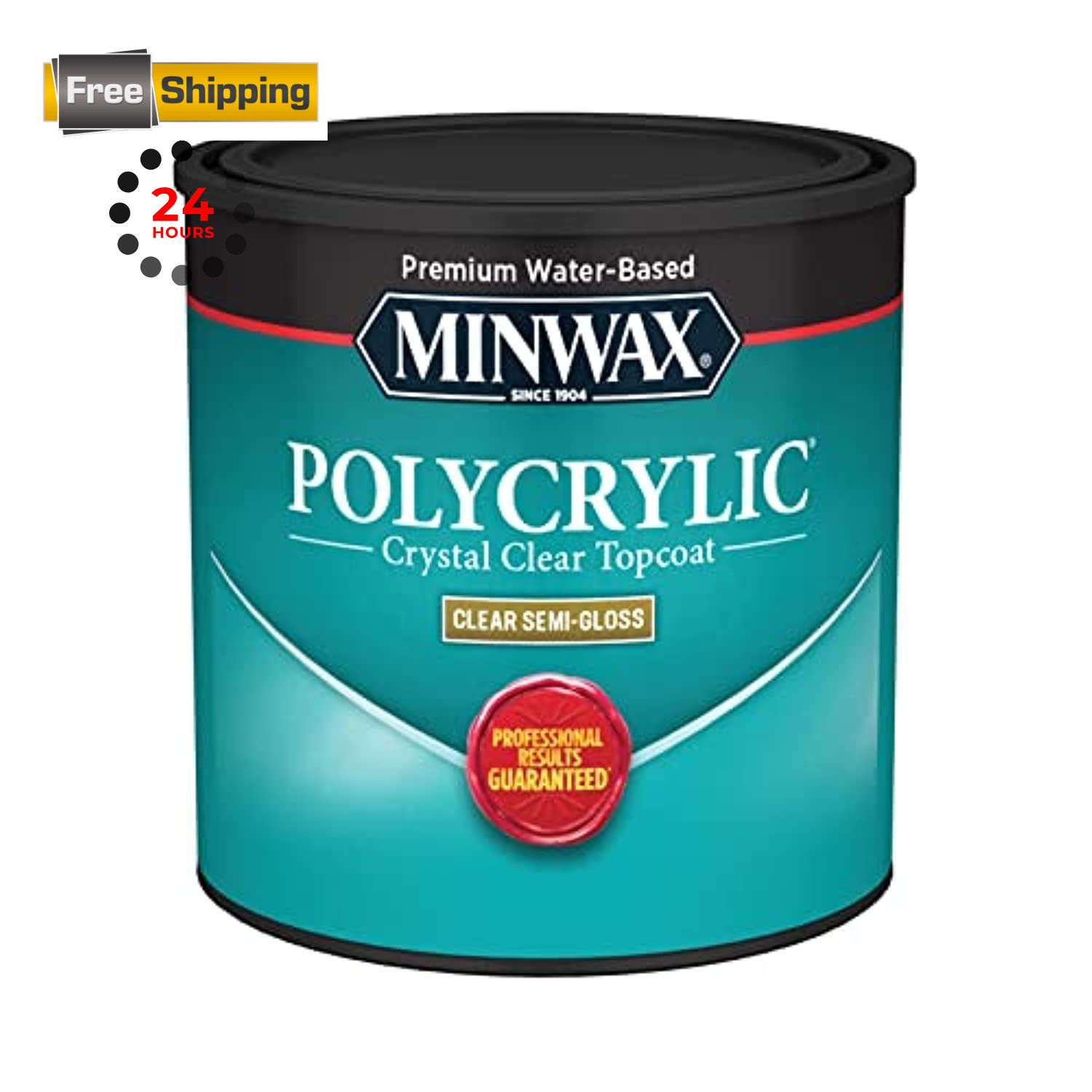 1/2 pt Minwax 24444 Clear Polycrylic Water-Based 8 fl oz, Crystal