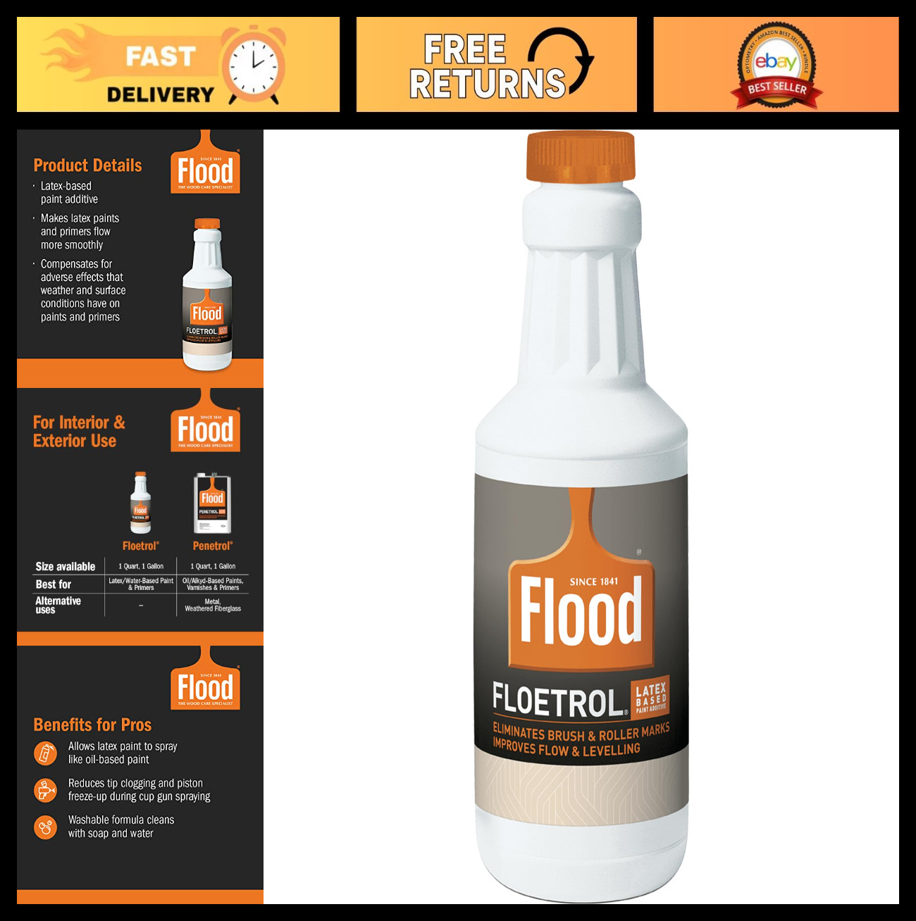 Clear Latex Paint Additive – 1 Quart Flood Floetrol for Smooth Finish & Flow Con