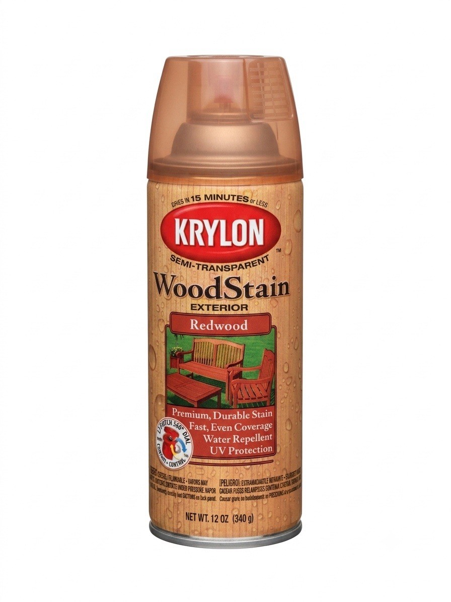Krylon Exterior Semi-Transparent Spray Stain REDWOOD 12 oz New