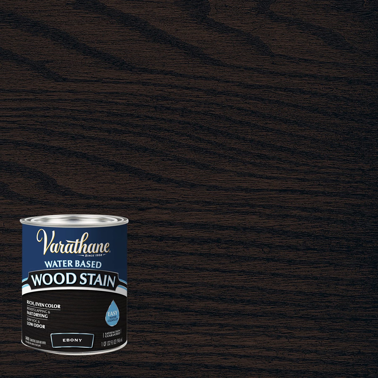 Water-Based Wood Stain, Quart, Ebony, 2 Pack – High-Quality Finish