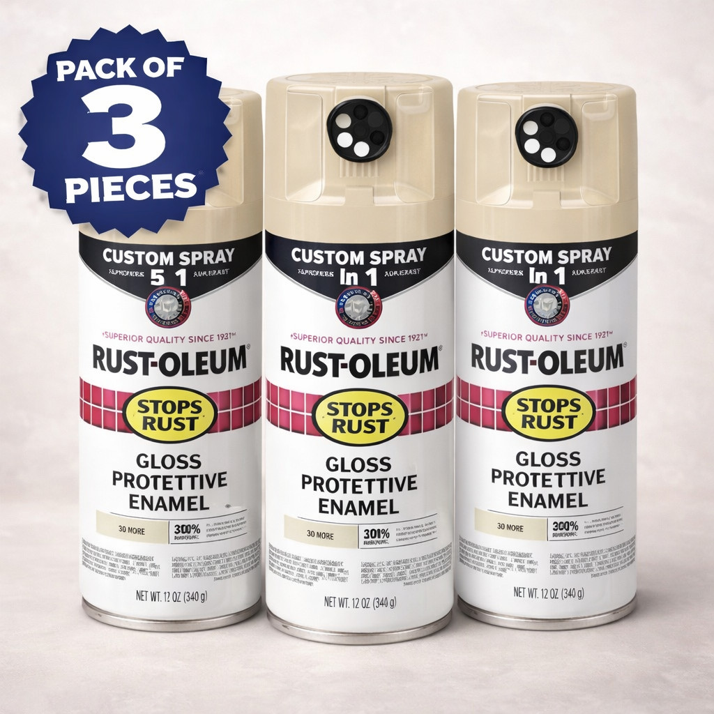 3 Pack. Rust-Oleum Custom Spray 5-in-1 Almond 12 oz Adjustable Spray