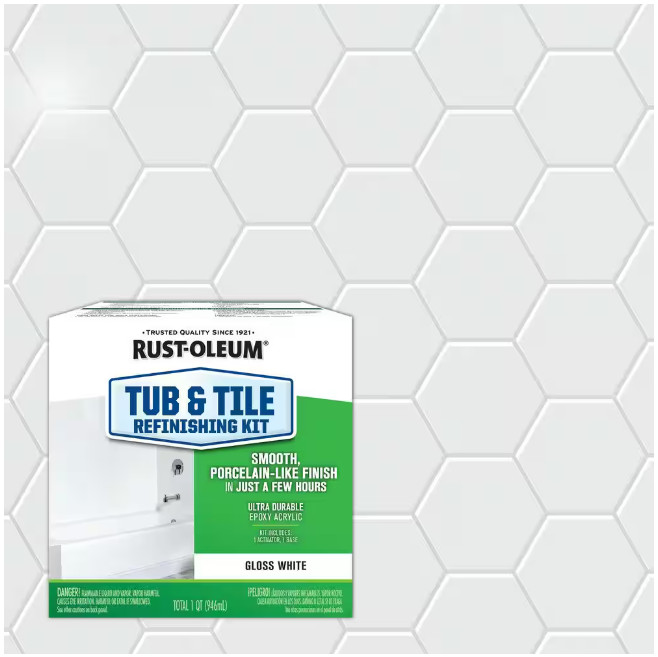 1 Quart Gloss White Tub and Tile Refinishing Kit for Ceramic and Porcelain Surfa