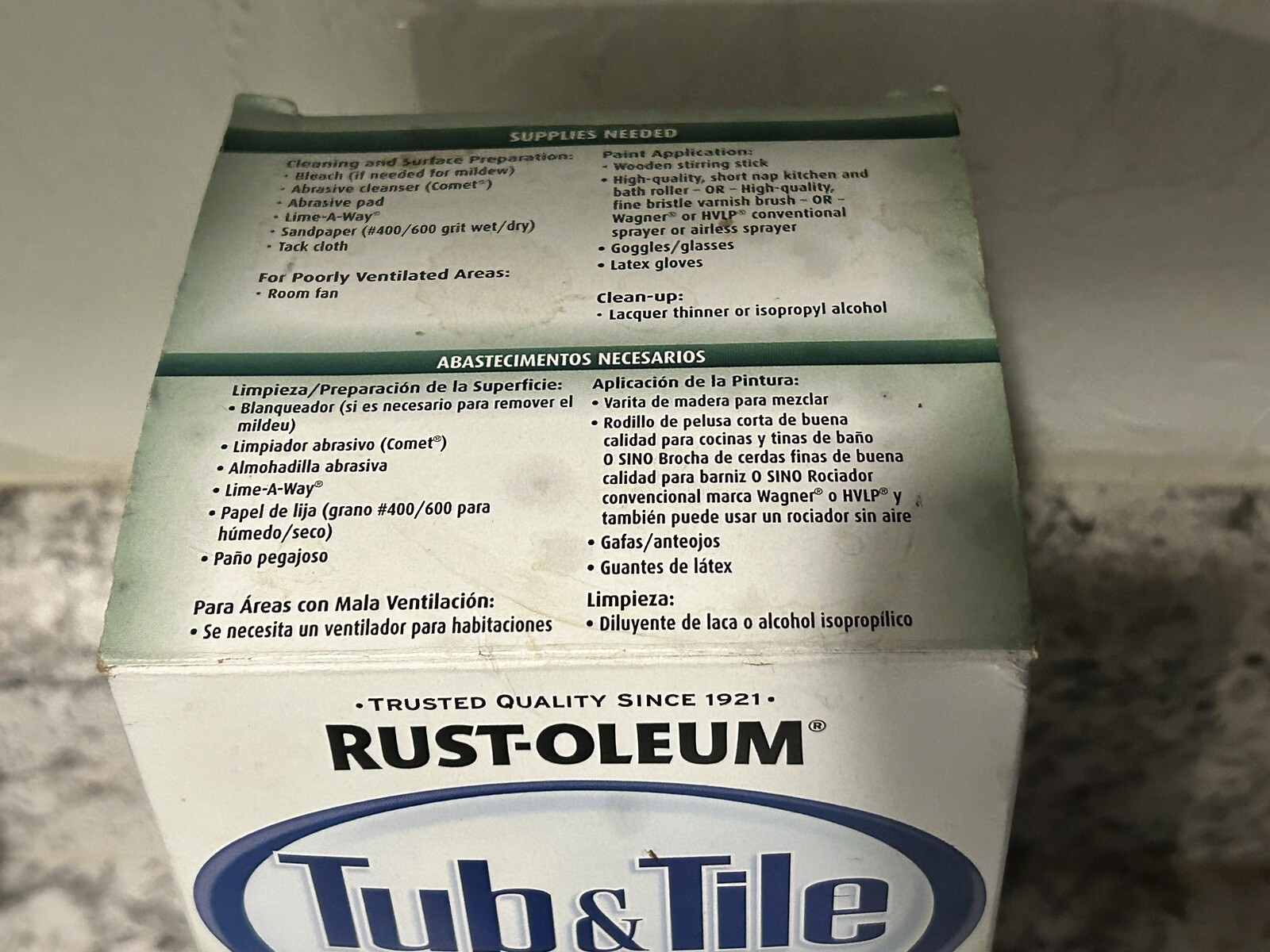 Rustoleum 1 Qt Quart Tub and Tile Refinishing 2-Part Kit White Epoxy Paint New
