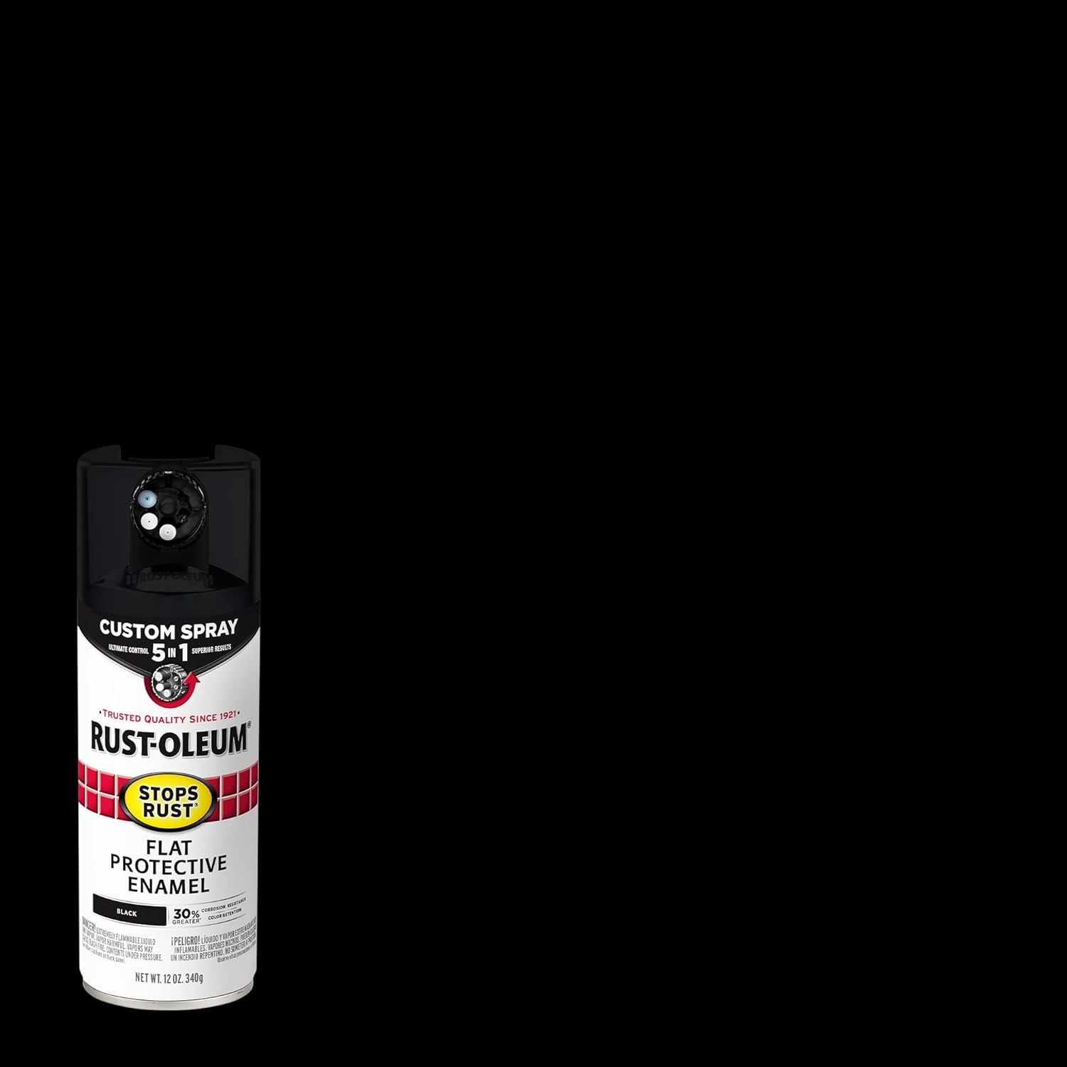 Rust-Oleum 376855 Stops Rust Custom Spray 5-in-1 Spray Paint, 12 oz Black