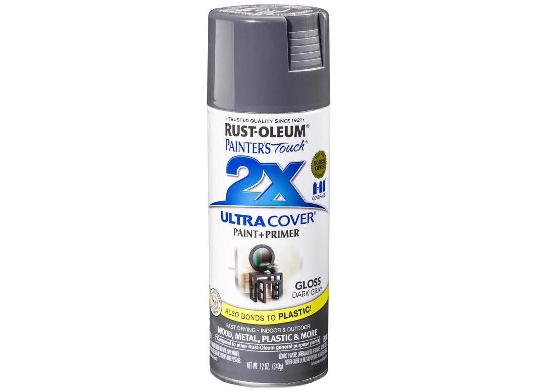 PAINTER’S Touch Gloss Spray Paint, Gloss, Dark Gray, 12 oz, Aerosol Can