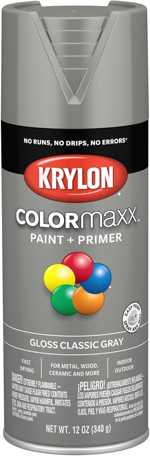 Krylon Colormaxx Gloss Spray Paint & Primer, Classic Gray – 1 Each