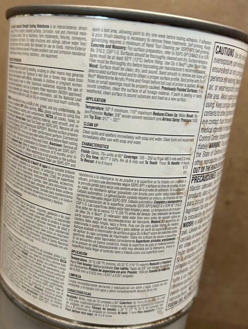 New Do It Best Paint Industrial Strength Waterborne Coating 29.5oz Deep base
