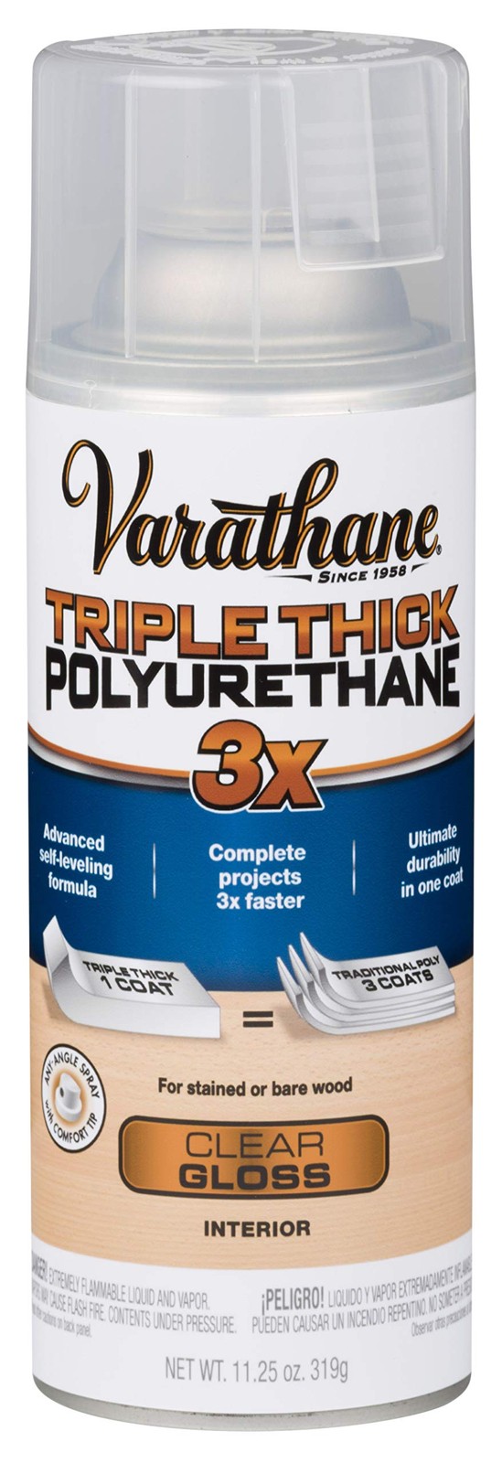 Triple Thick Polyurethane Clear Wood Finish Spray | Self-Leveling Formula | S…