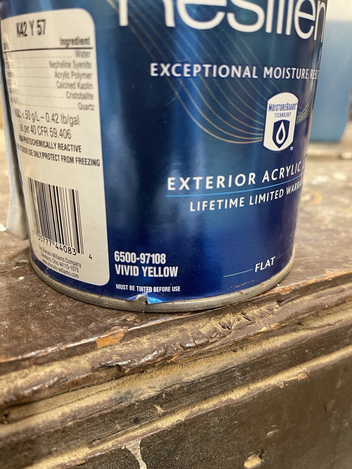 1 Qt Resilience Sherwin Williams Exterior Acrylic Latex Paint/Vivid Yellow Base