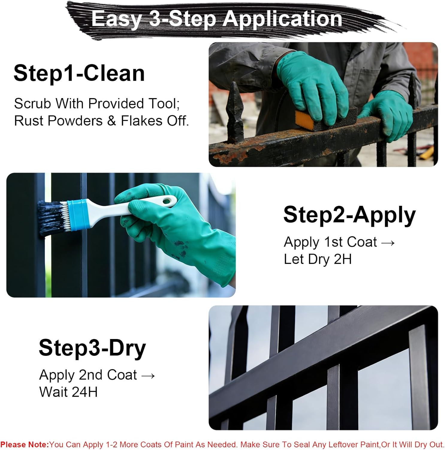Rust Converter Paint for Metal, 2-In-1 Rust Reformer, Inhibitor & Primer, Water-