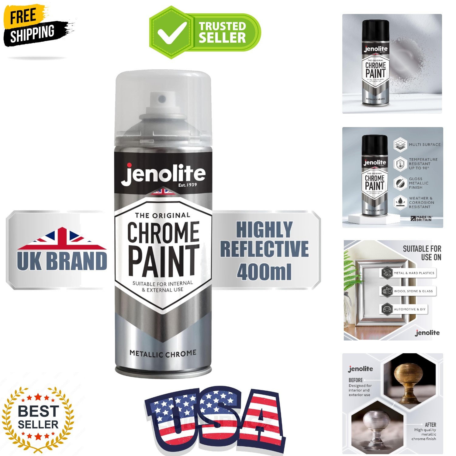 Chrome Spray Paint – Smooth Chrome Finish – Multi Surface Paint for Metal, Pl…
