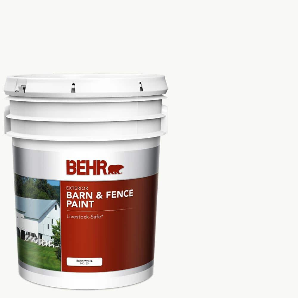 NEW Behr Pro White Exterior Barn and Fence Paint Oil-Latex 5 Gal Livestock-Safe