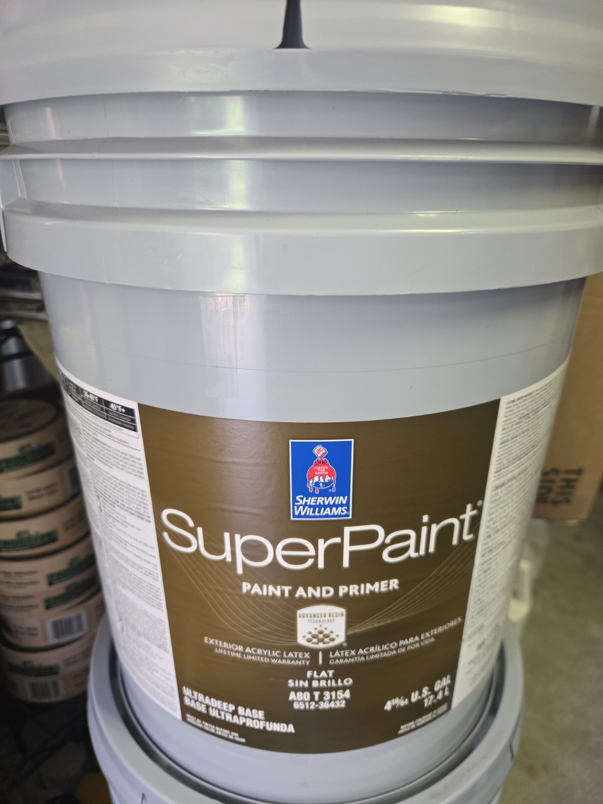 5 Gallon Sherwin William’s SuperPaint Exterior Satin Color 6069 French Roast