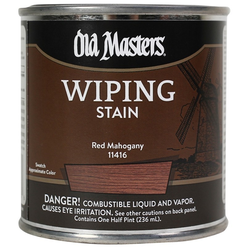 Old Masters 11416 Wiping Stain, Red Mahogany, Liquid, 0.5 pt, Can