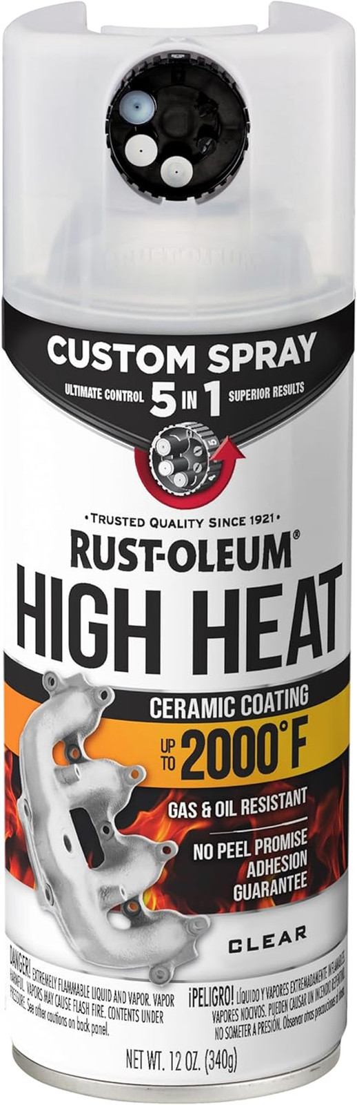 Automotive High Heat Spray Paint Custom Spray 5-in-1, 12 oz, Gloss Clear