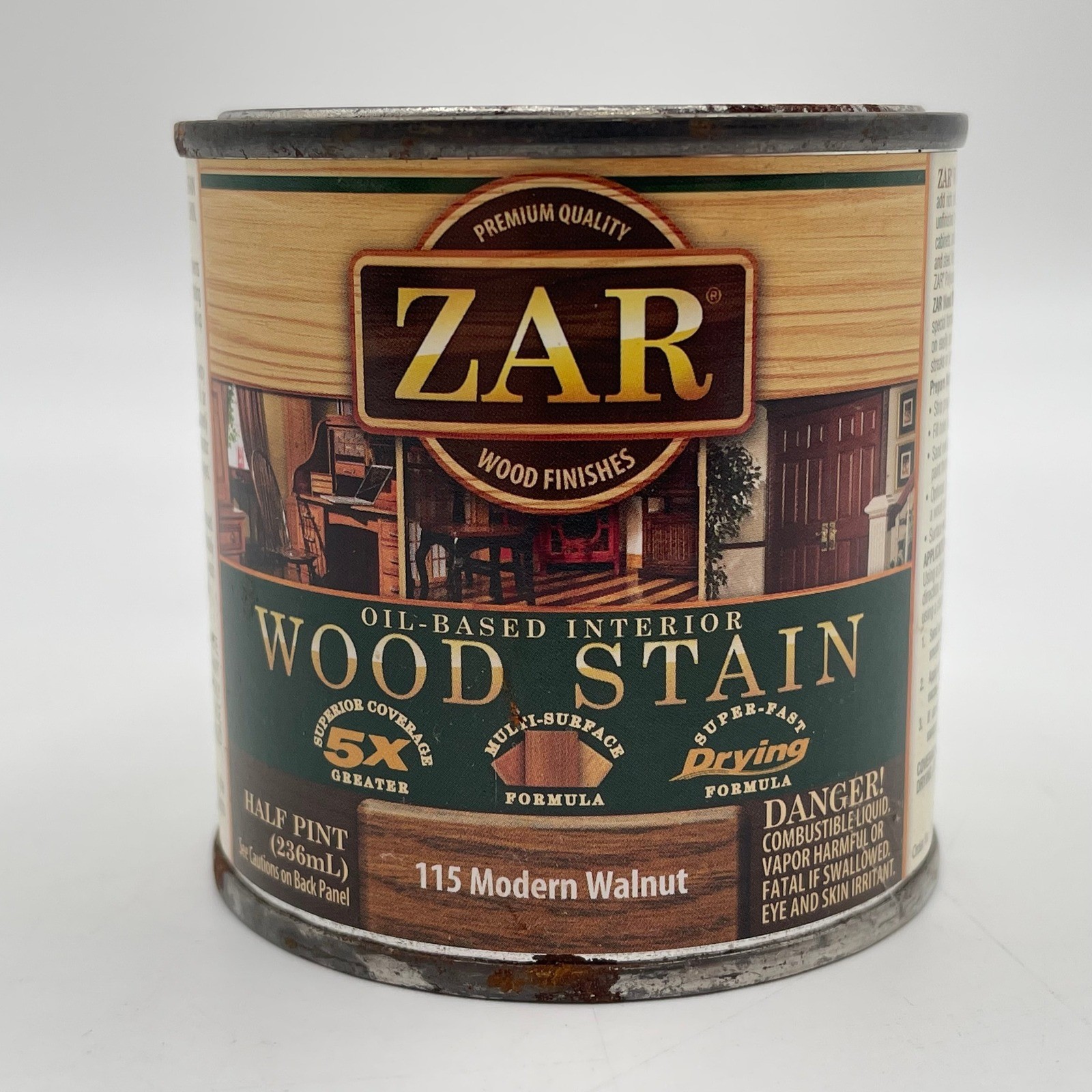 ZAR Oil-Based Interior Wood Stain 115 Modern Walnut Half Pint 236mL 11506