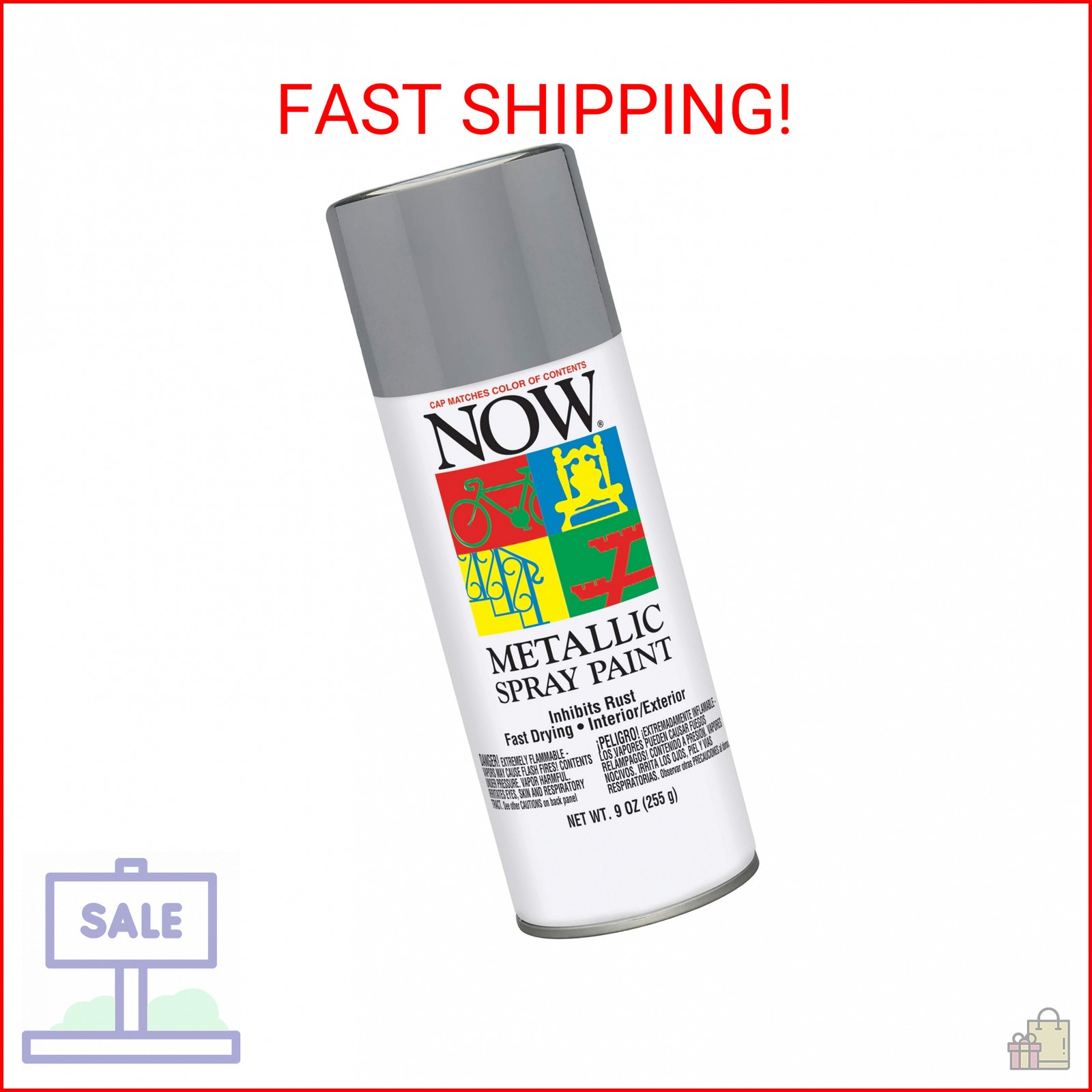 Krylon Now Spray Paint, Gloss, Aluminum, 9 oz
