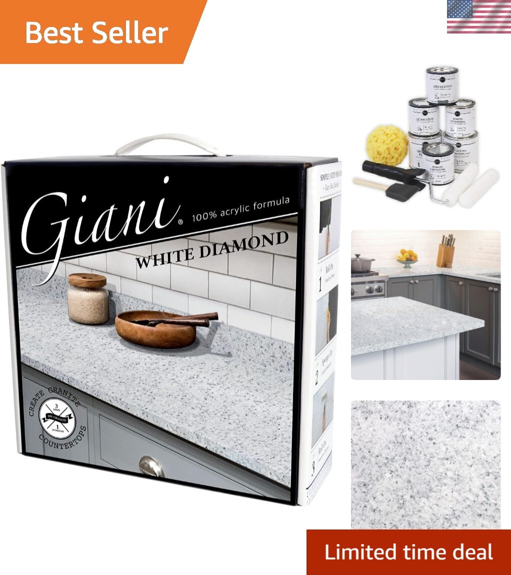 Granite Countertop Paint Kit 2.0-100% Acrylic White Diamond