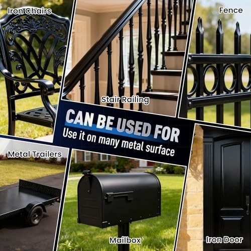 Waterproof Anti-Rust Metal Paint – Black, 16oz for Doors, Fences, Furniture, Cra