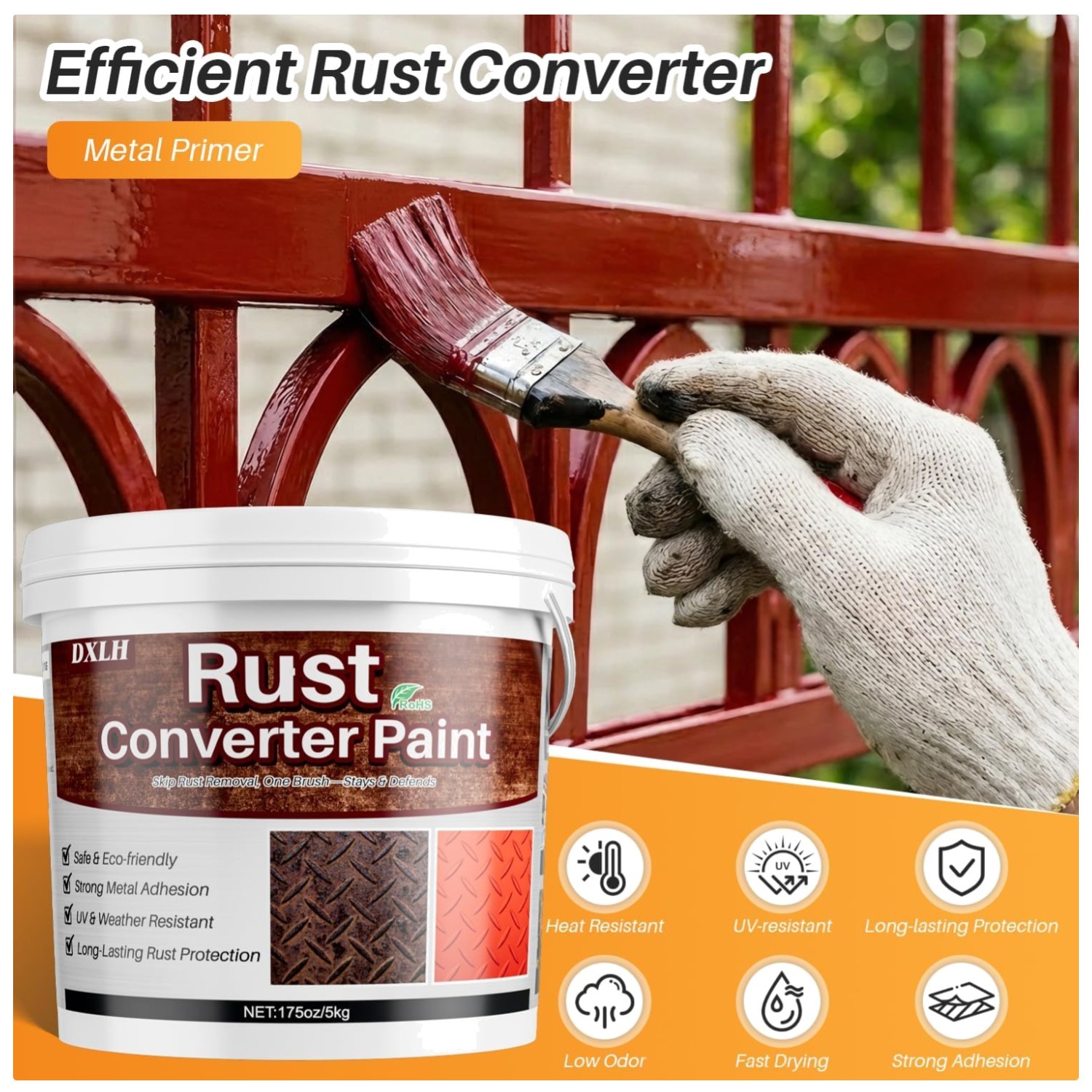 Red Rust Converter & Primer, 175oz – No Sanding Needed