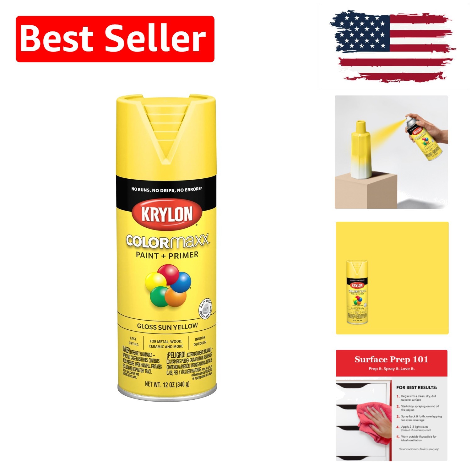 K05541007 COLORmaxx Spray Paint and Primer for Indoor/Outdoor Use, Gloss Sun …