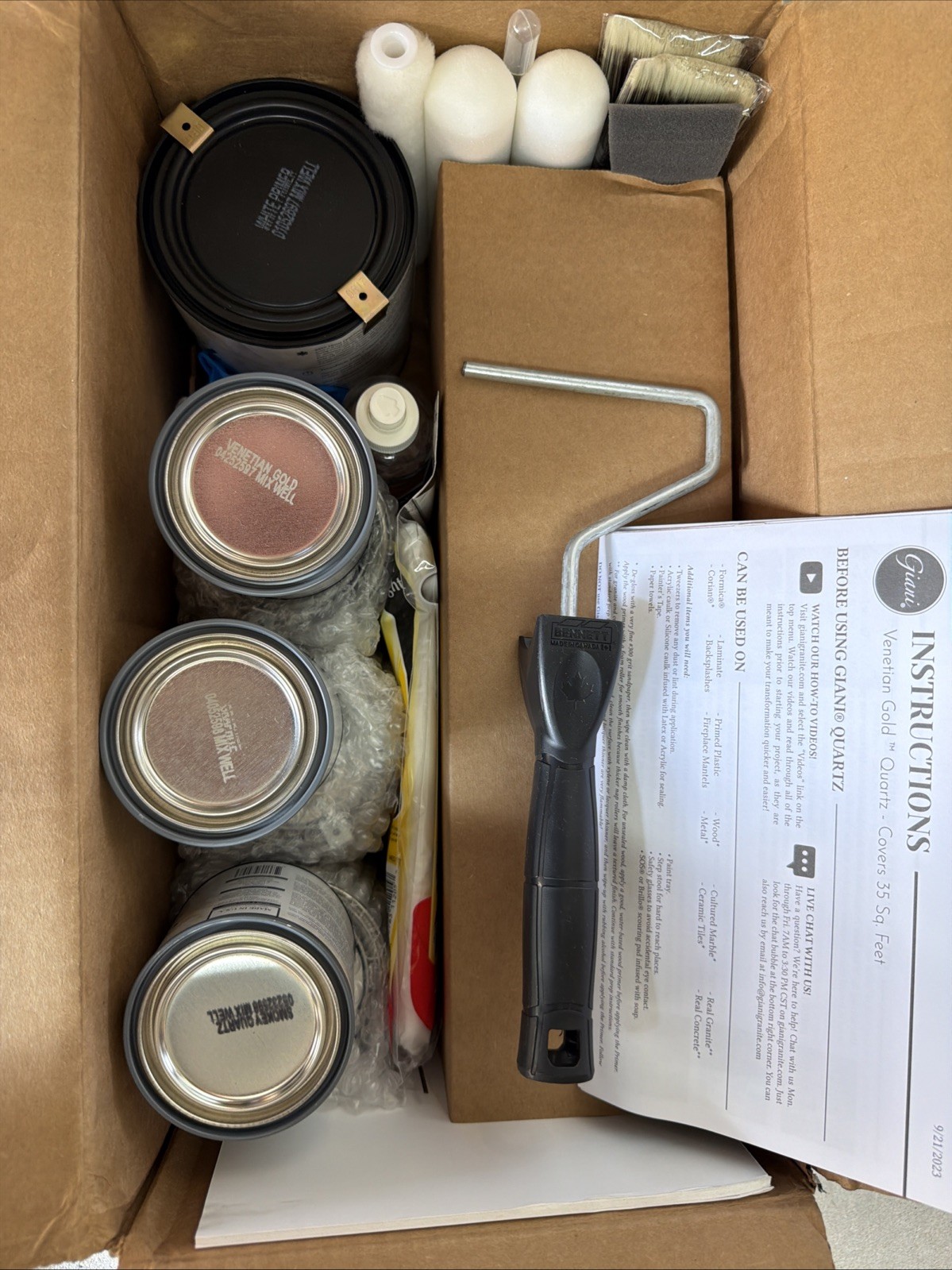 GIANI CARRERA Venetian Gold / Graphite / Smokey Quartz COUNTERTOP PAINT KIT